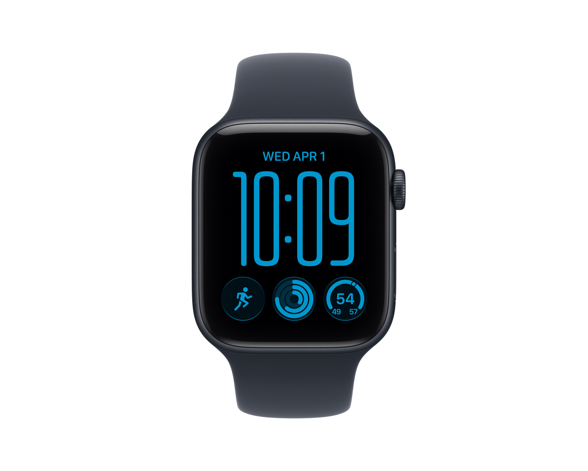Apple Watch SE 3 GPS 44mm Midnight Aluminium Case with Navy Blue Sport Band - M/L