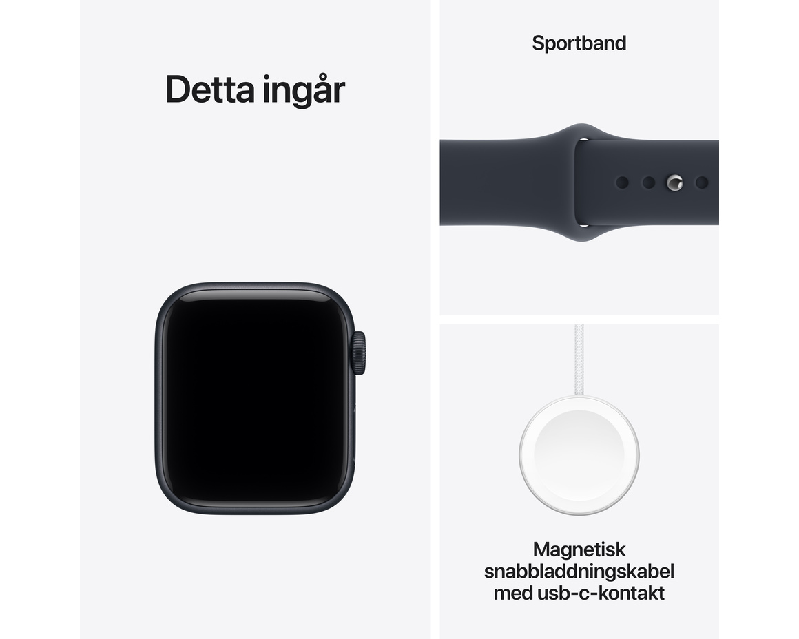 Apple Watch SE 3 GPS 40mm Midnight Aluminium Case with Navy Blue Sport Band - M/L