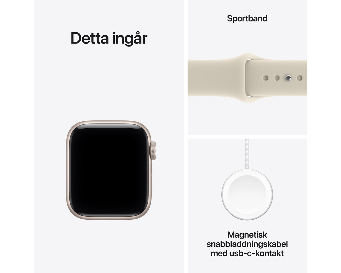 Apple Watch SE 3 GPS 40mm Starlight Aluminium Case with Sand Sport Band - S/M
