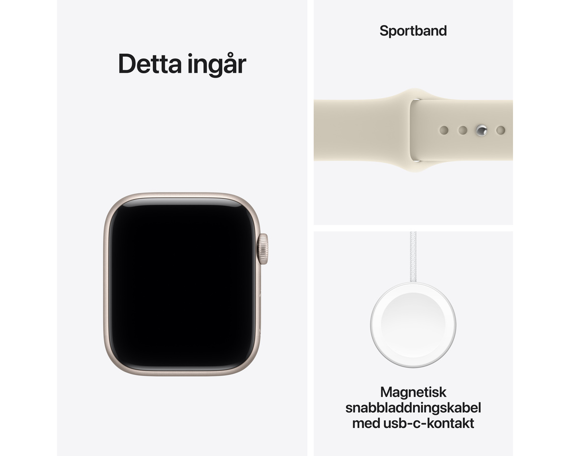 Apple Watch SE 3 GPS 44mm Starlight Aluminium Case with Sand Sport Band - S/M