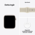Apple Watch SE 3 GPS 44mm Starlight Aluminium Case with Sand Sport Band - S/M